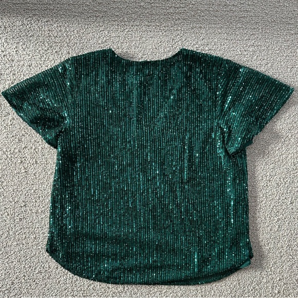 NWT Loft Sequin Flutter Sleeve Top - Picture 4 of 4